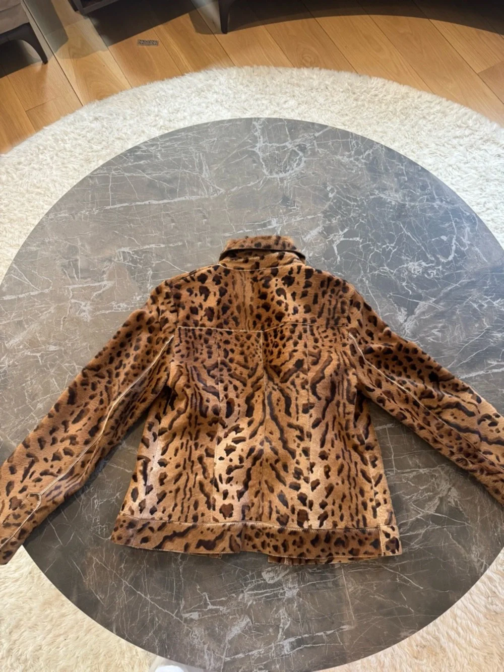 Leopard print pony hair fur jacket - Picture 4 of 5